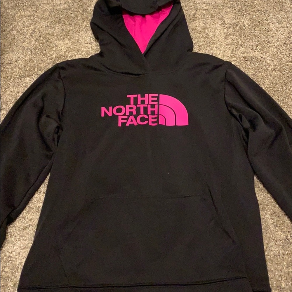 Black and pink Northface hoodie